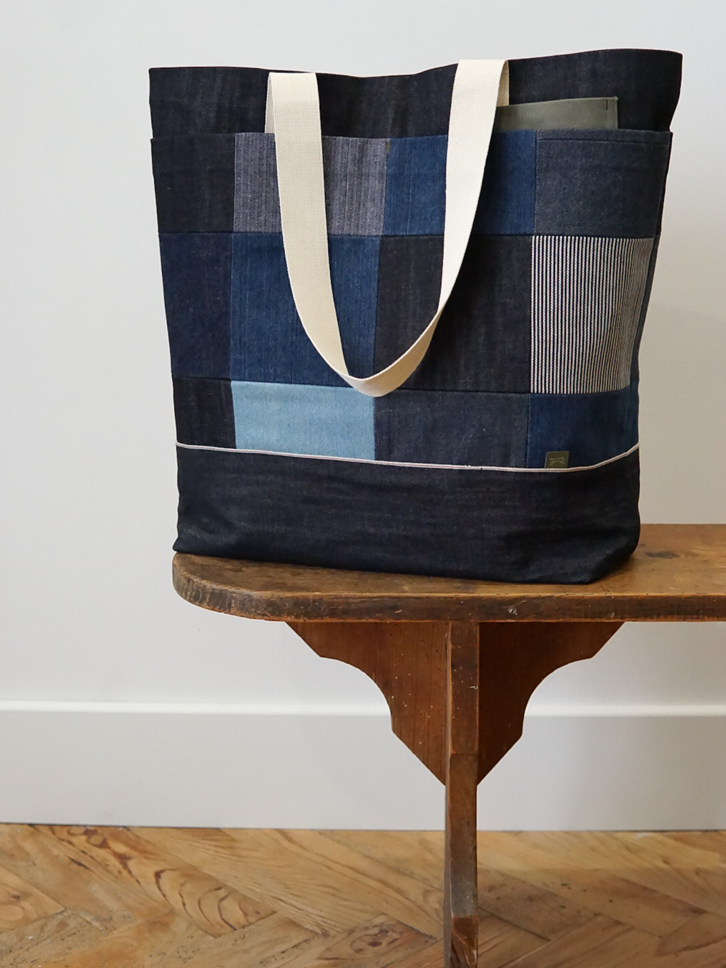 SAC CABAS EN DENIM PATCHWORK