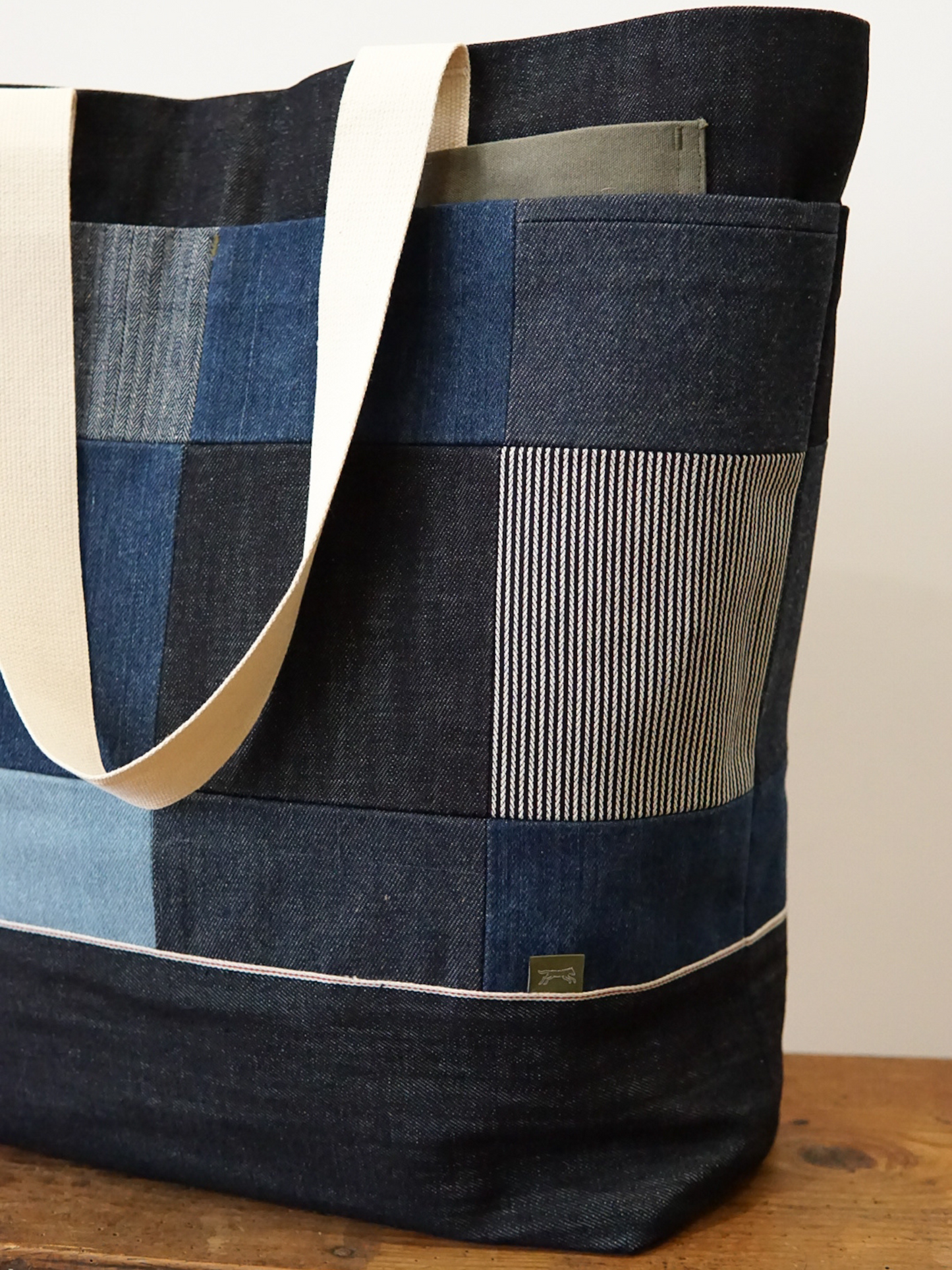 SAC CABAS EN DENIM PATCHWORK